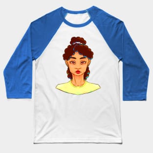 Pretty Girl With Curly Brown Hair And Bright Brown Eyes Baseball T-Shirt